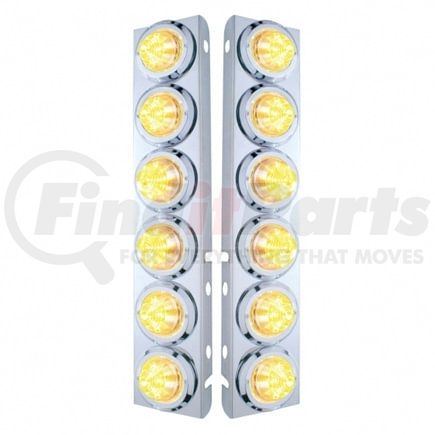 United Pacific 33715 Air Cleaner Light Box Panel - Stainless Steel, 12 Cutouts, Amber LED, Clear Lens, Beehive Lights, with Bezel