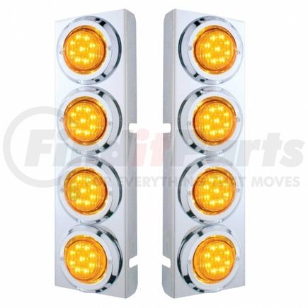 United Pacific 33716 Air Cleaner Light Box Panel - Stainless Steel, 8 Cutouts, Amber LED/Lens, with Bezel