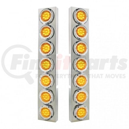 United Pacific 33724 Air Cleaner Light Box Panel - Stainless Steel, 14 Cutouts, Amber LED/Lens, with Bezel