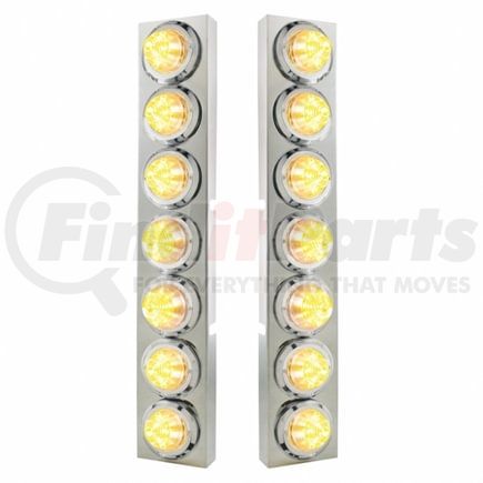 United Pacific 33731 Air Cleaner Light Box Panel - Stainless Steel, 14 Cutouts, Amber LED, Clear Lens, Beehive Lights, with Bezel