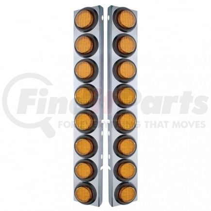 United Pacific 33800 Air Cleaner Light Box Panel - Stainless Steel, 16 Cutouts, Amber LED/Lens, with Grommet