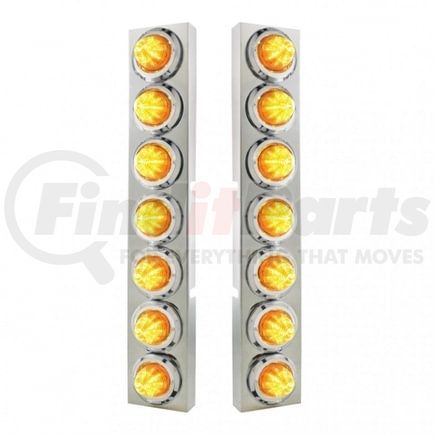 United Pacific 33730 Air Cleaner Light Box Panel - Stainless Steel, 14 Cutouts, Amber LED/Lens, Beehive Lights, with Bezel