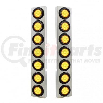 United Pacific 33826 Air Cleaner Light Bar - Front, Stainless Steel, with Bracket, Reflector/Clearance/Marker Light, Amber LED and Lens, with Rubber Grommets, 9 LED Per Light, for Kenworth