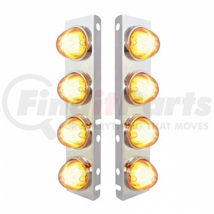 United Pacific 34435 Air Cleaner Light Bar - "Glo" Light, Front, Stainless Steel, with Bracket, Auxiliary/Cab Light, Amber LED, Clear Lens, Dual Function, with Stainless Steel Bezels, 9 LED Per Light