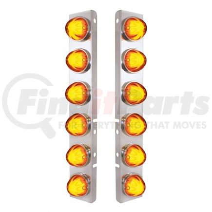 United Pacific 34438 Air Cleaner Light Bar - "Glo" Light, Front, Stainless Steel, with Bracket, Auxiliary/Cab Light, Amber LED and Lens, Dual Function, 9 LED Per Light