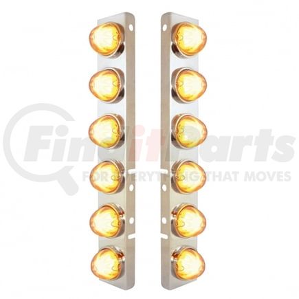 United Pacific 34439 Air Cleaner Light Bar - "Glo" Light, Front, Stainless Steel, with Bracket, Auxiliary/Cab Light, Amber LED, Clear Lens, Dual Function, 9 LED Per Light