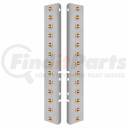 United Pacific 34473 Air Cleaner Light Bar - Front, Stainless Steel, with Bracket, Clearance/Marker Light, Amber LED, Clear Lens, Mini Lights, with SS Bezels, 2 LED Per Light, for Peterbilt Trucks