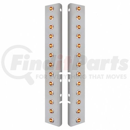 United Pacific 34477 Air Cleaner Light Box Panel - Stainless Steel, 26 Cutouts, Amber LED, Clear Lens, Mini Lights, with Bezel