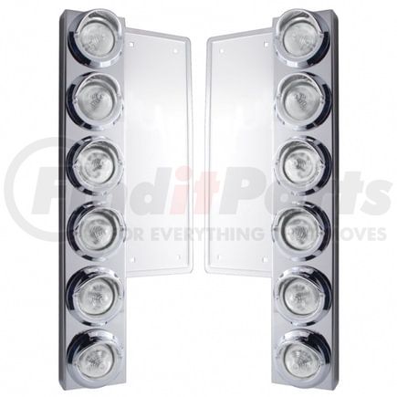 United Pacific 34581 Air Cleaner Light Box Panel - Stainless Steel, 12 Cutouts, Amber LED, Clear Lens, Beehive Lights, For Freightliner