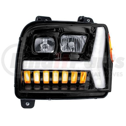 United Pacific 35132 Blackout Headlight with LED DRL Light Bar / Turn Signal for 2018-2024 Kenworth W990 - Driver Side