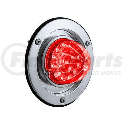 United Pacific 35347 Marker Light - GloLight Watermelon Glass, Red LED and Clear Lens, with Bezel