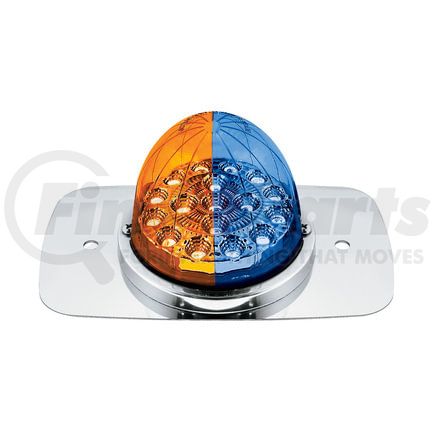 United Pacific 35373 Turn Signal Light - Double Fury Watermelon Glass, 17 Amber and Blue LED and Clear Lens