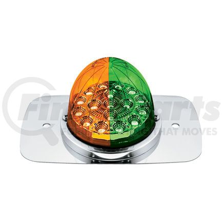 United Pacific 35374 Turn Signal Light - Double Fury Watermelon Glass, 17 Amber and Green LED and Clear Lens