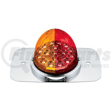 United Pacific 35376 Turn Signal Light - Double Fury Watermelon Glass, 17 Amber and Red LED and Clear Lens