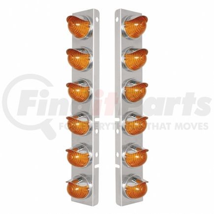 United Pacific 39842 Air Cleaner Light Box Panel - Stainless Steel, 12 Cutouts, 17 Amber LED/Lens, Beehive Lights, with Visor