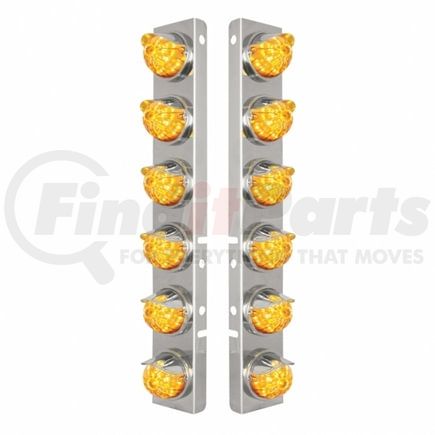 United Pacific 39844 Air Cleaner Light Box Panel - Stainless Steel, 12 Cutouts, 17 Amber LED/Lens, Watermelon Lights, with Visor