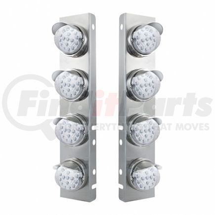 United Pacific 39851 Air Cleaner Light Box Panel - Stainless Steel, 8 Cutouts, 17 Amber LED/Clear Lens, Reflector, with Visor