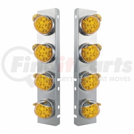 United Pacific 39852 Air Cleaner Light Box Panel - Stainless Steel, 8 Cutouts, 17 Amber LED/Lens, Reflector Watermelon Lights, with Visor