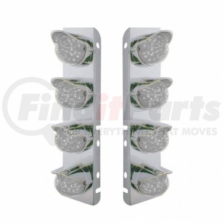 United Pacific 39857 Air Cleaner Light Box Panel - Stainless Steel, 8 Cutouts, 17 Amber LED/Clear Lens, Watermelon Lights, with Visor