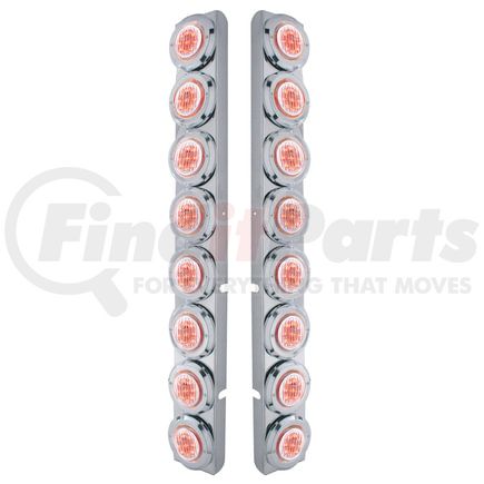 United Pacific 37332 Air Cleaner Light Box Panel - Stainless Steel, 16 Cutouts, 2" Lights, Red LED/Clear Lens, with Bezel