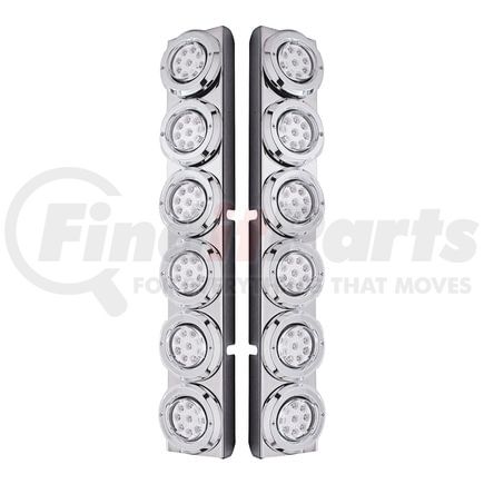 United Pacific 37348 Air Cleaner Light Box Panel - Stainless Steel, 12 Cutouts, Red LED/Clear Lens, Reflector, with Bezel