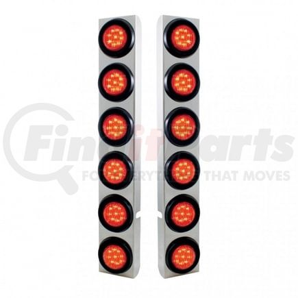 United Pacific 37343 Air Cleaner Light Box Panel - 12 Cutouts, 2" Lights, Red LED/Red Lens