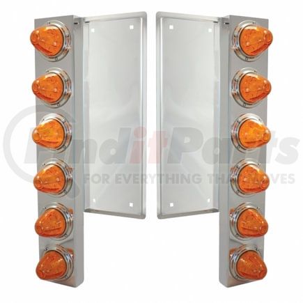 United Pacific 37355 Air Cleaner Light Bar - Front, Stainless Steel, with Bracket, Clearance/Marker Light, Amber LED and Lens, with Stainless Steel Bezels, 11 LED Per Light, for Freightliner