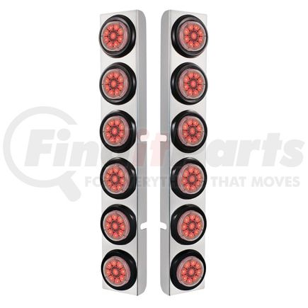 United Pacific 37349 Air Cleaner Light Box Panel - Stainless Steel, 12 Cutouts, Reflector Red LED/Clear Lens