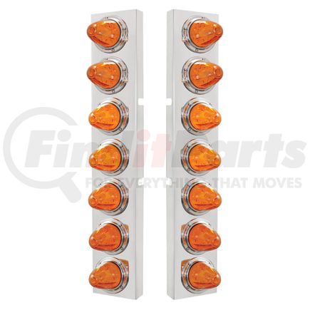 United Pacific 37367 Air Cleaner Light Bar - Front, Stainless Steel, with Bracket, Clearance/Marker Light, Amber LED and Lens, with SS Bezels, 11 LED Per Light, for Kenworth