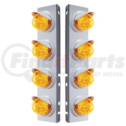 United Pacific 37374 Air Cleaner Light Box Panel - Stainless Steel, 8 Cutouts, 17 Amber LED/Lens, Reflector, with Plastic Visor