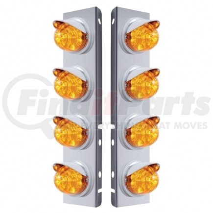United Pacific 37382 Air Cleaner Light Box Panel - Stainless Steel, 8 Cutouts, 17 Amber LED/Lens, Reflector Watermelon Lights, Plastic Bezel with Visor