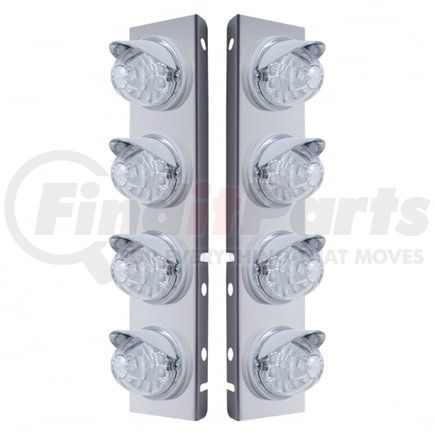 United Pacific 37383 Air Cleaner Light Box Panel - Stainless Steel, 8 Cutouts, Amber LED/Clear Lens, Reflector Watermelon Lights, Plastic Bezel with Visor
