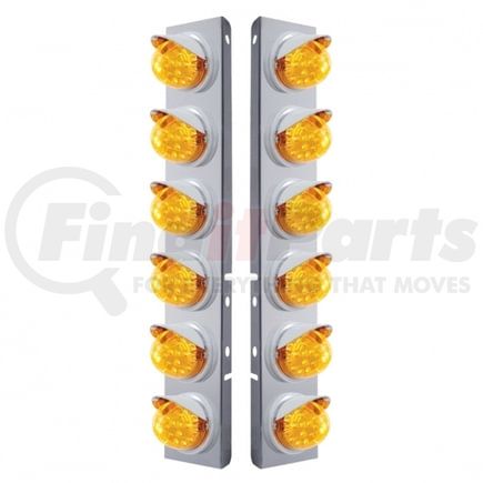 United Pacific 37386 Air Cleaner Light Bar - Front, Stainless Steel, with Bracket, Reflector Cab Light, Amber LED and Lens, with Chrome Bezel and Visors, 17 LED Per Light, for Peterbilt Trucks