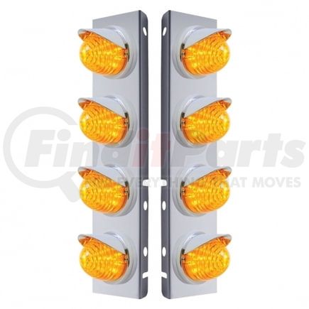 United Pacific 37384 Air Cleaner Light Box Panel - Stainless Steel, 8 Cutouts, 17 Amber LED/Lens, Beehive Lights, Plastisc Bezel with Visor