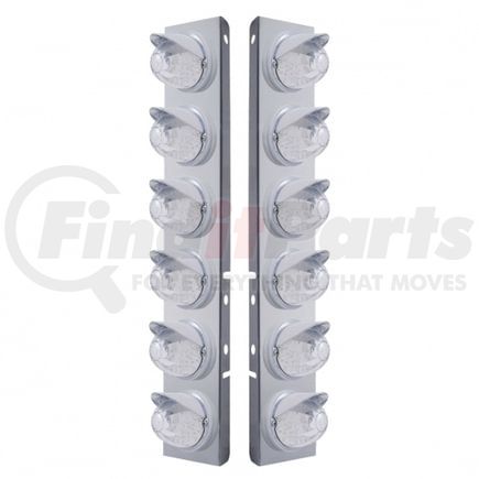 United Pacific 37391 Air Cleaner Light Box Panel - Stainless Steel, 12 Cutouts, 17 Amber LED/Clear Lens, Watermelon Lights, Plastic Bezel with Visor