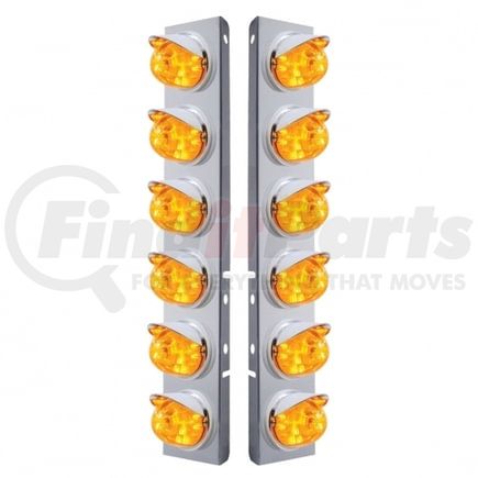 United Pacific 37390 Air Cleaner Light Box Panel - Stainless Steel, 12 Cutouts, 17 Amber LED/Lens, Watermelon Lights, Plastic Bezel with Visor