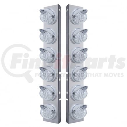 United Pacific 37395 Air Cleaner Light Bar - Front, Stainless Steel, with Bracket, Reflector Maze Cab Light, Amber LED, Clear Lens, with Chrome Bezel and Visors, 17 LED Per Light, for Peterbilt Trucks