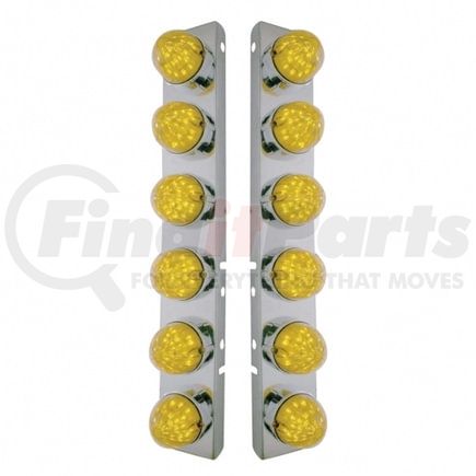 United Pacific 37464 Air Cleaner Light Box Panel - Stainless Steel, 12 Cutouts, Amber LED/Lens, Bullet Style Lights, with Bezel