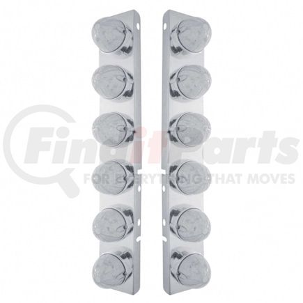 United Pacific 37465 Air Cleaner Light Box Panel - Stainless Steel, 12 Cutouts, Amber LED/Clear Lens, Bullet Style Lights, with Bezel