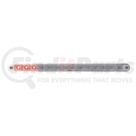 United Pacific 37525 Light Bar - Sequential, Auxiliary Light, Red LED, Clear Lens, Chrome/Plastic Housing, 14 LED Light Bar