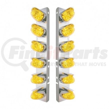 United Pacific 37699 Air Cleaner Light Box Panel - Stainless Steel, 12 Cutouts, 19 Amber LED/Lens, Watermelon Lights, with Visor