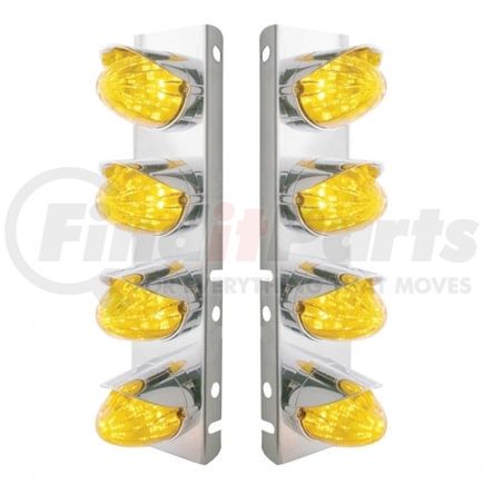 United Pacific 37705 Air Cleaner Light Box Panel - Stainless Steel, 8 Cutouts, 19 Amber LED/Lens, Watermelon Lights, with Visor