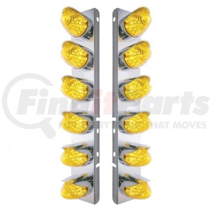 United Pacific 37701 Air Cleaner Light Box Panel - Stainless Steel, 12 Cutouts, 19 Amber LED/Lens, Beehive Lights, with Visor