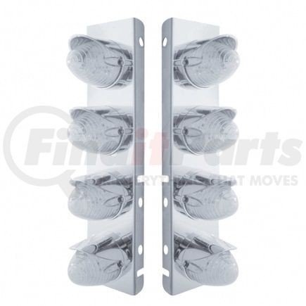 United Pacific 37708 Air Cleaner Light Box Panel - Stainless Steel, 8 Cutouts, 19 Amber LED/Clear Lens, Beehive Lights, with Visor