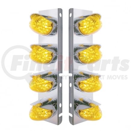 United Pacific 37707 Air Cleaner Light Box Panel - Stainless Steel, 8 Cutouts, 19 Amber LED/Lens, Beehive Lights, with Visor