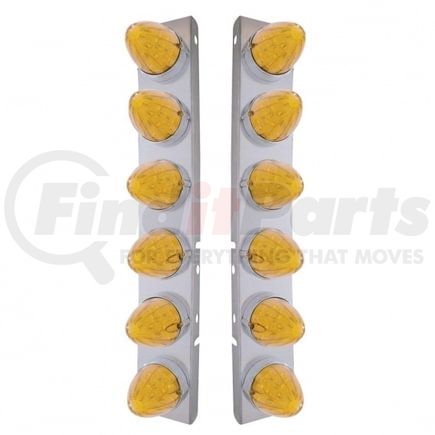 United Pacific 37984 Air Cleaner Light Box Panel - Stainless Steel, 12 Cutouts, 19 Amber LED/Lens, Watermelon Lights, with Bezel