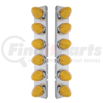 United Pacific 37986 Air Cleaner Light Box Panel - Stainless Steel, 12 Cutouts, 19 Amber LED/Lens, Beehive Lights, with Bezel