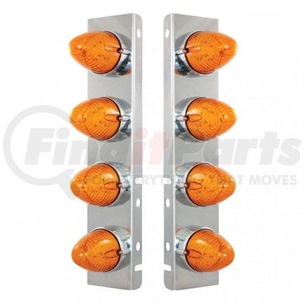 United Pacific 37992 Air Cleaner Light Box Panel - Stainless Steel, 8 Cutouts, 19 Amber LED/Lens, Beehive Lights, with Bezel