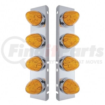 United Pacific 37990 Air Cleaner Light Box Panel - Stainless Steel, 8 Cutouts, 19 Amber LED/Lens, Watermelon Lights, with Bezel
