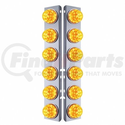 United Pacific 39634 Air Cleaner Light Bar - Front, Stainless Steel, with Bracket, Reflector Maze Cab Light, Amber LED and Lens, with SS Bezels, 17 LED Per Light, for Peterbilt Trucks